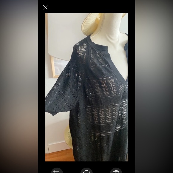 Mango Black Crochet Kimono Tunic Size S - Picture 9 of 11